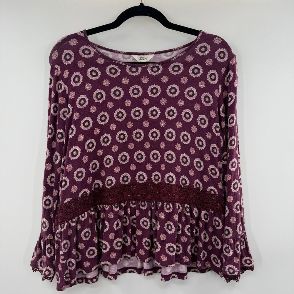3For$20 Takara Floral Patterned Purple Flowy Boho Style Top Size: Large